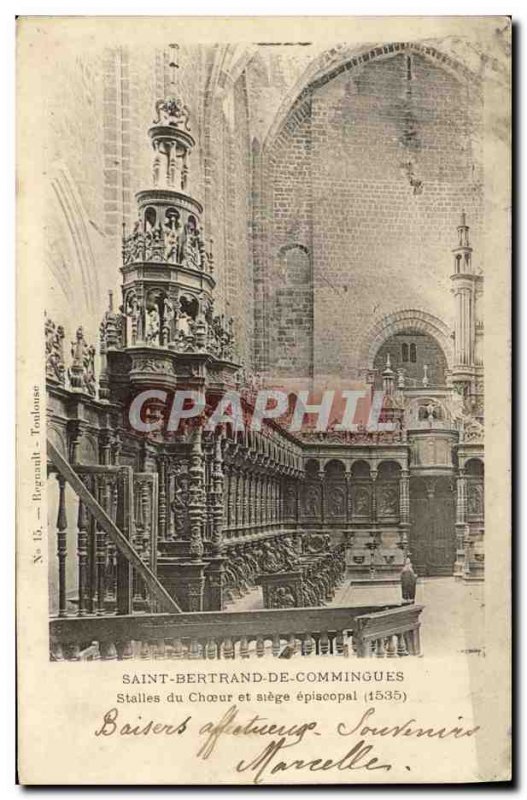 Old Postcard Saint Bertrand De Commingues choir stalls and Episcopal seat