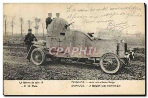 Postcard Old Army Tank Auto Dixmude Belgian machine gun