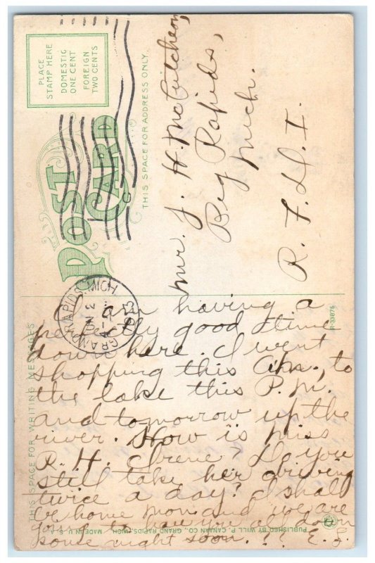 1913 Furniture Temple Building Grand Rapids Michigan MI Posted Antique Postcard