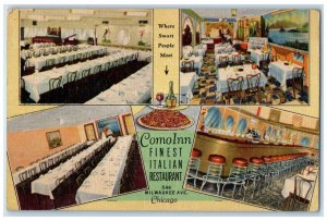 c1940 Interior Como Inn Italian Restaurant Multi-View Chicago Illinois Postcard