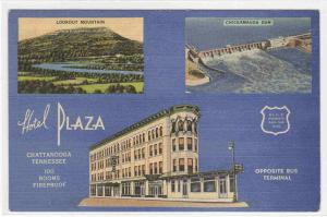 Hotel Plaza Chattanooga Tennessee linen postcard