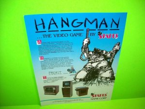 Status Corp HANGMAN Original NOS Video Arcade Game Promo Sales Flyer Hang Man