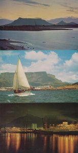 Table Mountain Bay Boat Ship Sunset South Africa 3x Mint 1980s Postcard s