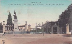 France Lyon Entree du Parc de la Tete d'Or et Monument des Enfants du Rhone