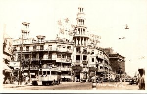 Real Photo Belgium Street Scene Trolley Old Cars Chrysler Building