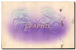 Old Postcard Fancy Cats Kittens (raised)