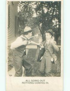 rppc 1907 Play Acting MAN ROBBED AT GUNPOINT AC8171