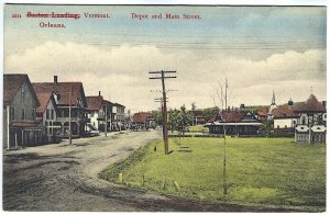 Orleans VT Railroad Station Train Depot Main Street View 1910 Postcard