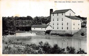 Jasper Indiana Mill, Dam, & Bridge, B/W Photo Print Vintage Postcard U9610