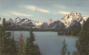 Beautiful Linen,Teton Mountains, WY, Tichnor, Msg, UP Ry Adv,Old Postcard