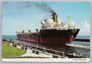 Ship~Cargo Ship French Laurentine~Duluth Minnesota~Continental Postcard 