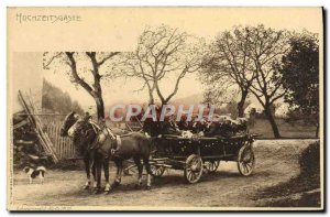 Postcard Old Car Hochzeitsgaste Caleche Cheval Folklore