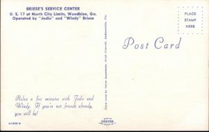 Woodbine GA Briese's Service Center Gas Station Roadside Postcard