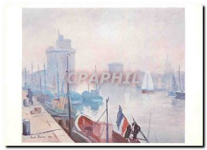 Modern Postcard La Rochelle port in the paint mist Louis Suire