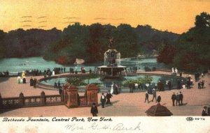 Vintage Postcard 1910 Bethesda Fountain Central Park New York