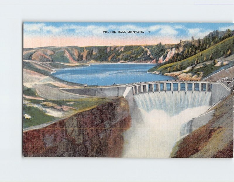 Postcard Polson Dam, Polson, Montana