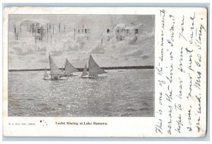 c1905 Yacht Racing at Lake Manawa Iowa IA Antique Posted BG Bilz Postcard