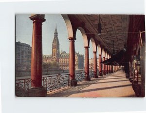 Postcard Alsterarkaden mit Blick auf das Rathaus, Hamburg, Germany