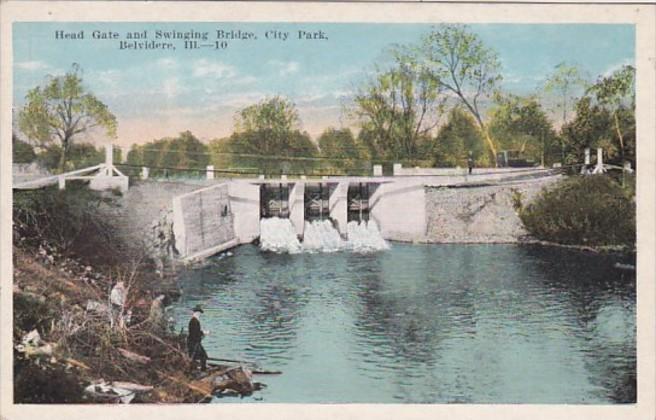 Illinois Belvidere Dam Head Gate and Swinging Bridge City Park