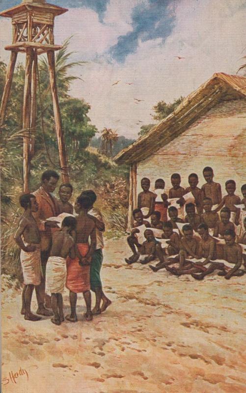 Africa Congo Children In School Antique African Postcard