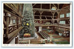 c1920 Lobby Old Faithful Inn Yellowstone Park Wyoming Vintage Antique Postcard