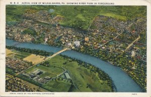 Wilkes-Barre PA Pennsylvania Aerial View Kirby Park in Foreground - pm 1931 - WB