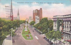 Wisconsin Milwaukee Wisconsin Avenue Looking West From The Library 1943