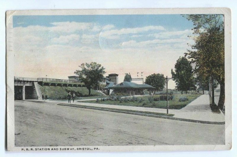 Postcard Pennsylvania Railroad and Subway Bristol PA 1918