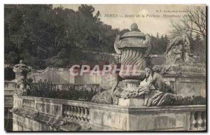 Old Postcard From Nimes Garden Fontaile