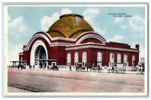 1917 Union Depot Train Station Dirt Road Entrance Tacoma Washington WA Postcard