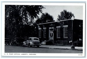 c1940 US Post Office Exterior Building Liberty Indiana Vintage Antique Postcard