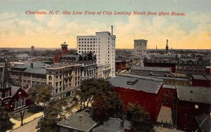 Charlotte North Carolina city looking north from Court House antique pc DD7210