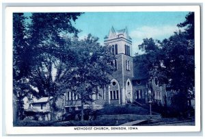Denison Iowa IA Postcard Methodist Church Building Exterior 1940 Vintage Antique