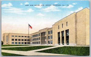 Vtg Rockford Illinois IL East Side Senior High School 1940s Linen View Postcard