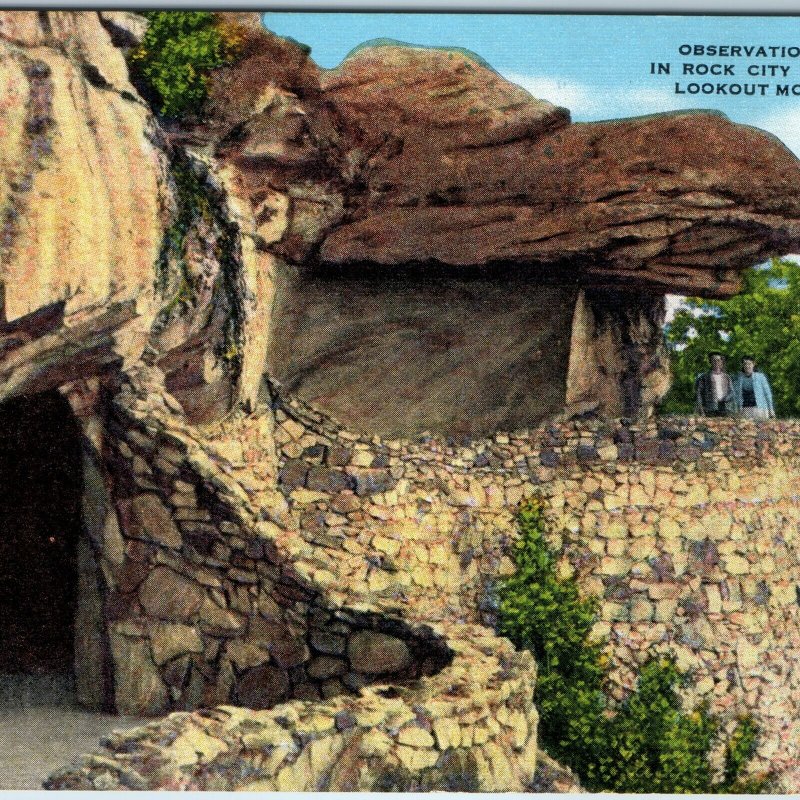 c1940s Rock City Gardens, GA Lookout Mountain Observation Point Kropp Linen A203
