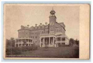 1908 View Of St. Vincent Hospital Building Worcester Massachusetts MA Postcard