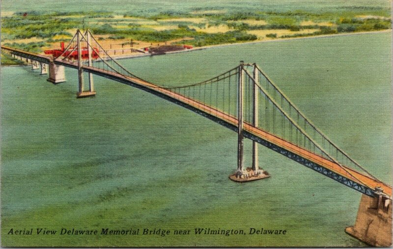 Delaware DE Memorial Bridge Postcard Old Vintage LINEN Standard Souvenir PC