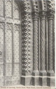 Lincoln Cathedral Postcard - Details of Carving - North Door - West Front  8914A