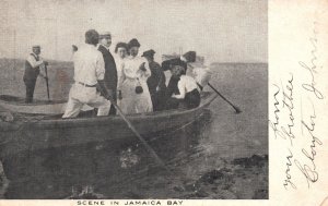 Jamaica Bay NY-New York, Row Boat Formal Dress Crew Scene, Vintage Postcard 1909