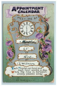 Appointment Calendar BB London Postcard Meet Me At Clock Fill in Time Embossed