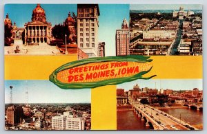 Des Moines IA 4 Views & Greetings From Corn on the Cob~Liberties We Prize~1950s