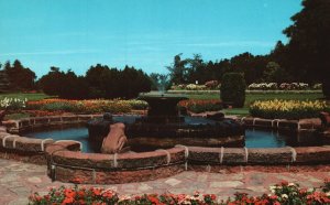 Vintage Postcard Flower Gardens Fountain Marquette Branch Prison Michigan