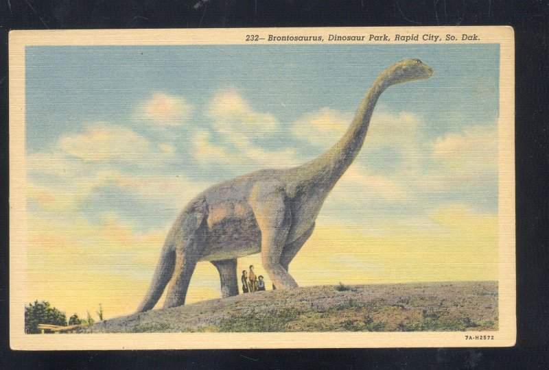 RAPID CITY SOUTH DAKOTA SD DINOSAUR PARK BRONTOSAURUS VINTAGE POSTCARD