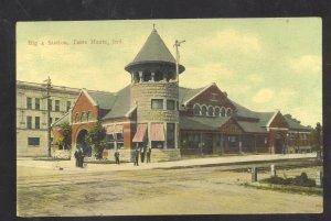 TERRE HAUTE INDIANA BIG FOUR RAILROAD DEPOT TRAIN STATION VINTAGE POSTCARD