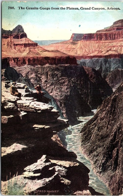 c1910 FRED HARVEY GRAND CANYON ARIZONA GRANITE GORGE FROM PLATEAU POSTCARD 44-60