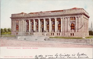 Seattle WA Public Library c1907 Duncan's Station BC Cancel Postcard G21