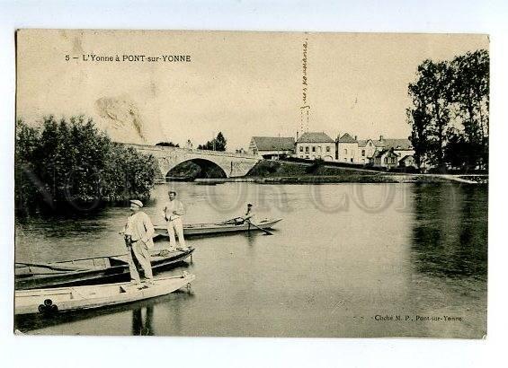 131567 FRANCE L'Yonne a PONT-sur-YONNE Vintage RPPC to RUSSIA