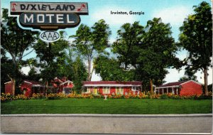 Vtg Dixieland Motel Wilkinson County US 441 Irwinton Georgia GA Linen Postcard