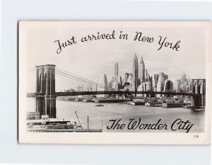 Postcard Just arrived in New York, The Wonder City, New York City, New York