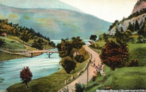 Vintage Postcard 1910's The New Road At Eide Mountain Bridge Hardanger Norway